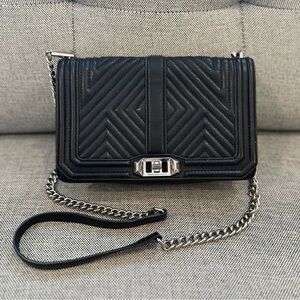 Rebecca Minkoff Chevron Quilted Love Crossbody - black, silver